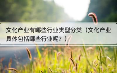 文化产业有哪些行业类型分类（文化产业具体包括哪些行业呢？）